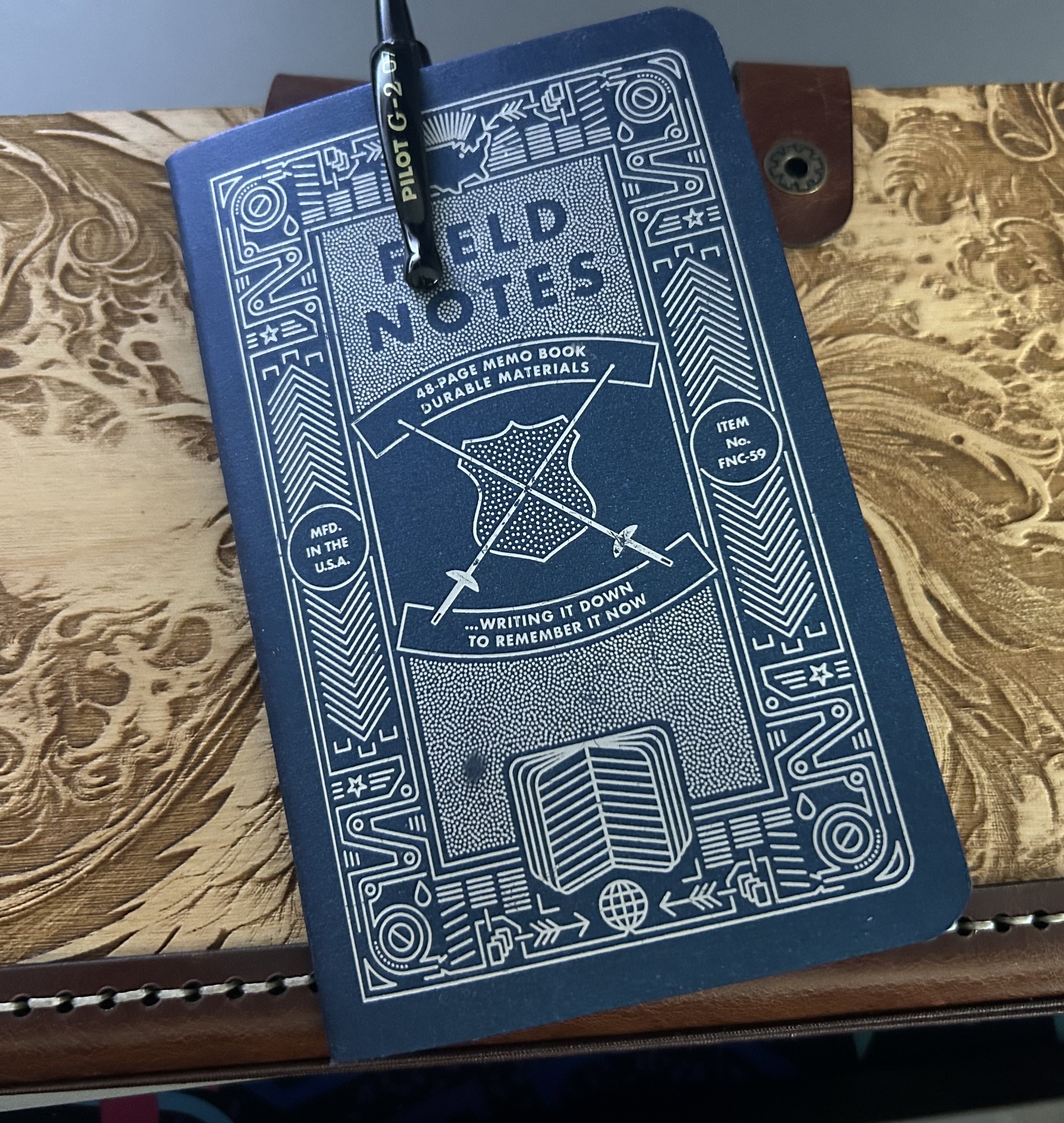 my Blue Prince notebook. it’s a lovely reflective blue and silver in person